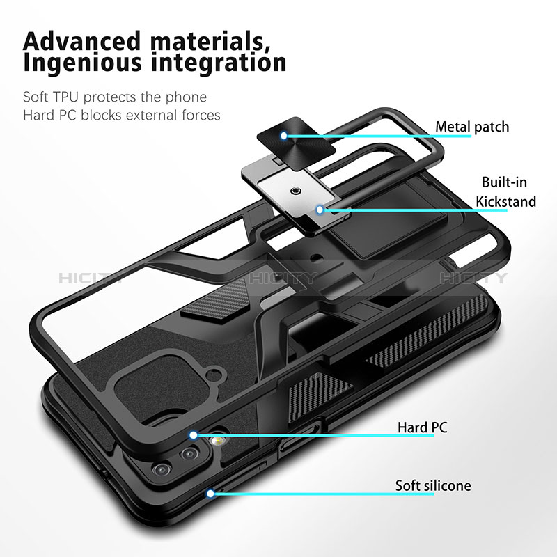 Coque Contour Silicone et Plastique Housse Etui Mat avec Magnetique Support Bague Anneau ZL1 pour Samsung Galaxy F12 Plus