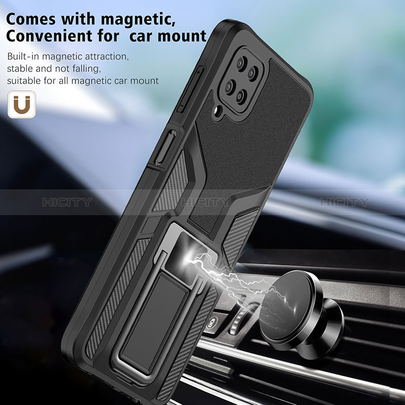 Coque Contour Silicone et Plastique Housse Etui Mat avec Magnetique Support Bague Anneau ZL1 pour Samsung Galaxy F12 Plus