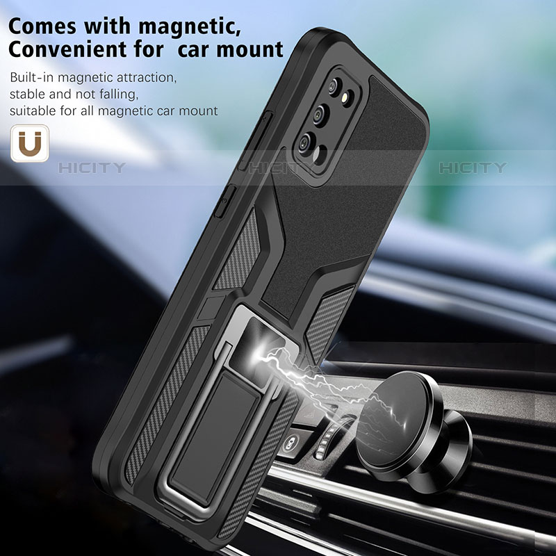 Coque Contour Silicone et Plastique Housse Etui Mat avec Magnetique Support Bague Anneau ZL1 pour Samsung Galaxy M02s Plus