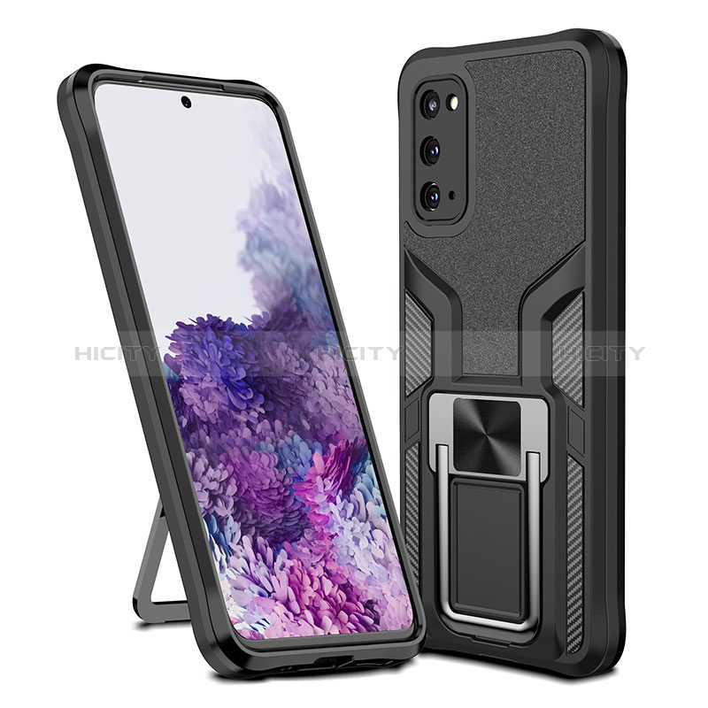 Coque Contour Silicone et Plastique Housse Etui Mat avec Magnetique Support Bague Anneau ZL1 pour Samsung Galaxy S20 5G Noir Plus