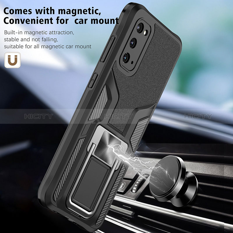 Coque Contour Silicone et Plastique Housse Etui Mat avec Magnetique Support Bague Anneau ZL1 pour Samsung Galaxy S20 Plus