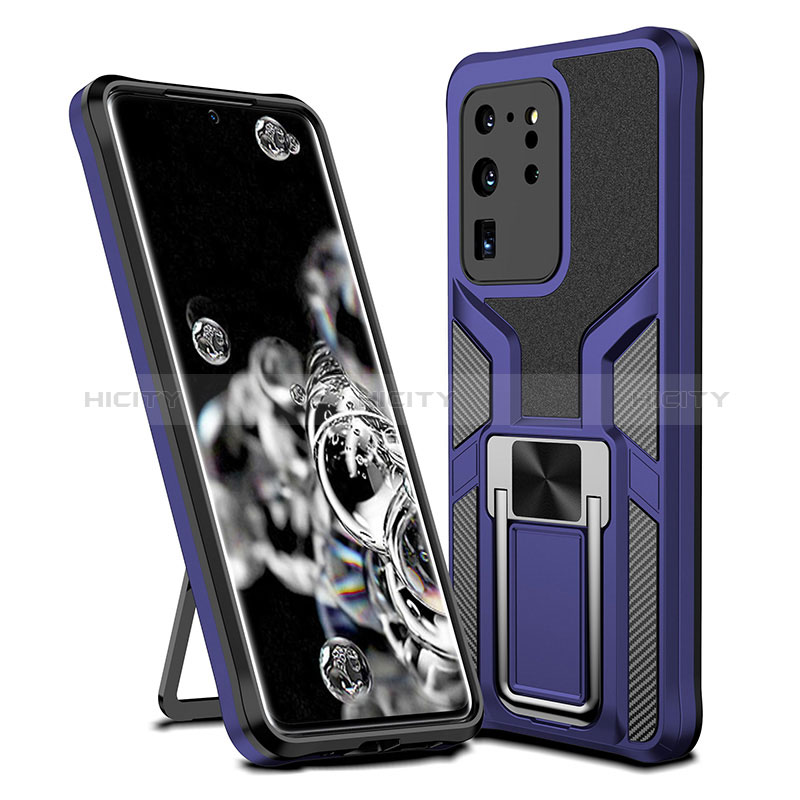 Coque Contour Silicone et Plastique Housse Etui Mat avec Magnetique Support Bague Anneau ZL1 pour Samsung Galaxy S20 Ultra 5G Plus