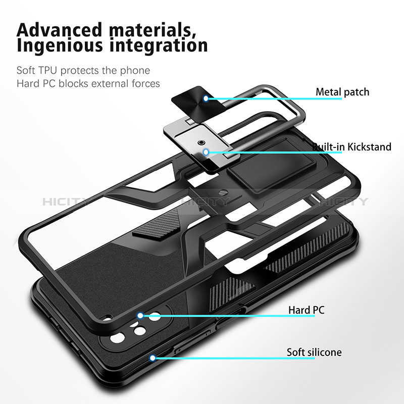 Coque Contour Silicone et Plastique Housse Etui Mat avec Magnetique Support Bague Anneau ZL1 pour Xiaomi Poco F3 5G Plus