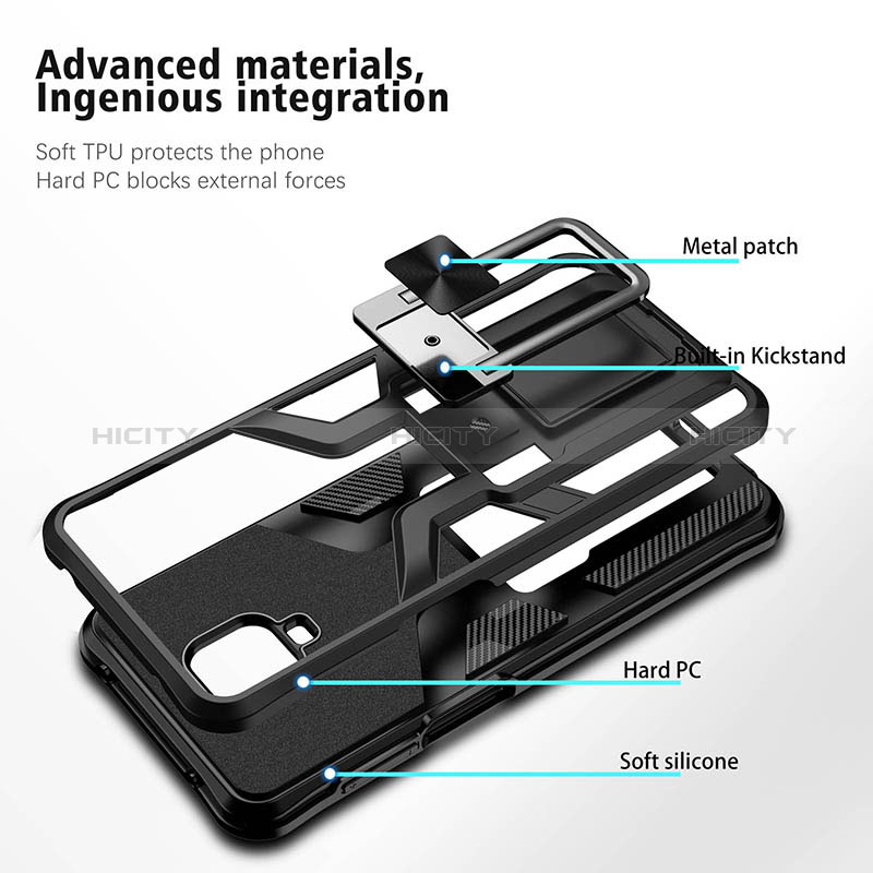 Coque Contour Silicone et Plastique Housse Etui Mat avec Magnetique Support Bague Anneau ZL1 pour Xiaomi Poco M2 Pro Plus