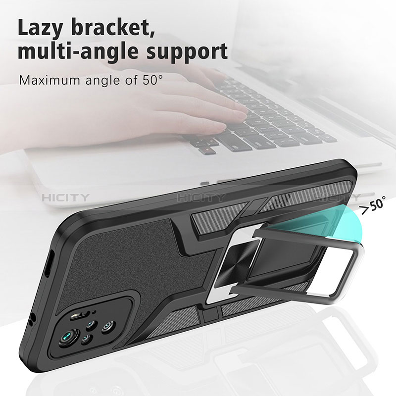 Coque Contour Silicone et Plastique Housse Etui Mat avec Magnetique Support Bague Anneau ZL1 pour Xiaomi Poco M5S Plus