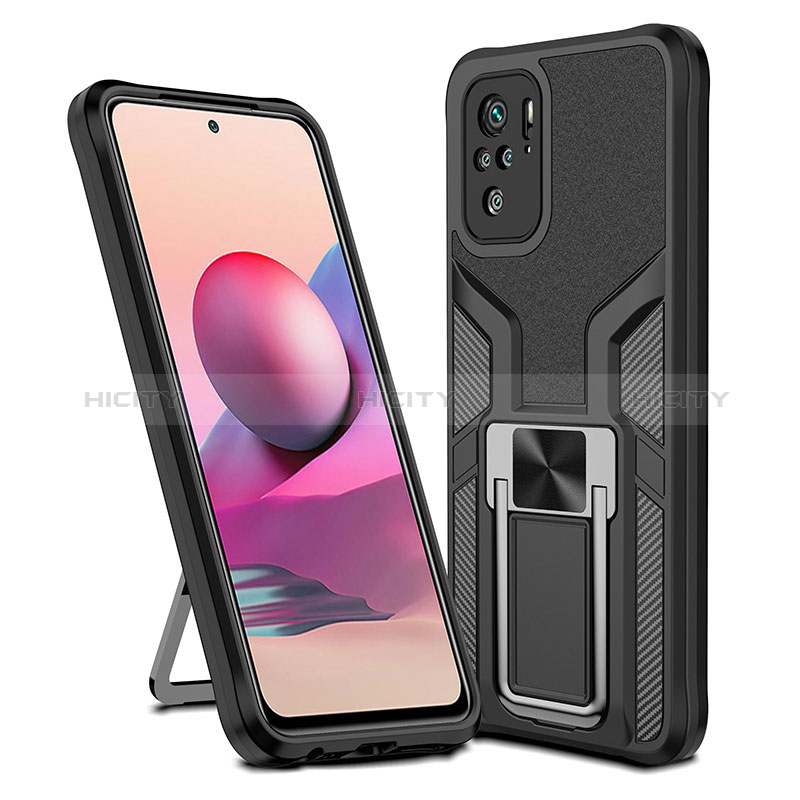 Coque Contour Silicone et Plastique Housse Etui Mat avec Magnetique Support Bague Anneau ZL1 pour Xiaomi Poco M5S Plus