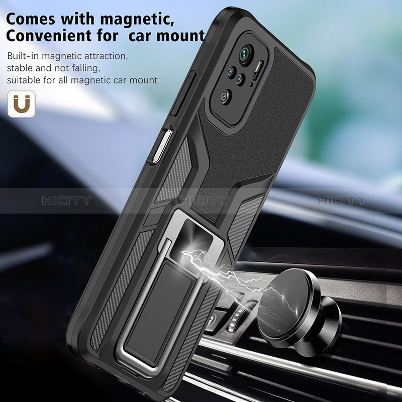 Coque Contour Silicone et Plastique Housse Etui Mat avec Magnetique Support Bague Anneau ZL1 pour Xiaomi Poco M5S Plus