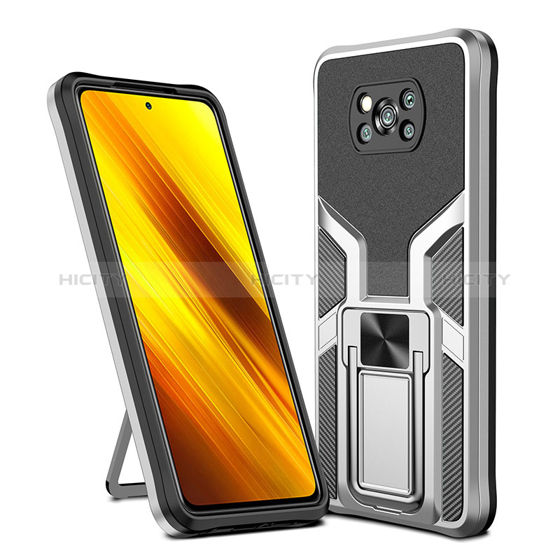 Coque Contour Silicone et Plastique Housse Etui Mat avec Magnetique Support Bague Anneau ZL1 pour Xiaomi Poco X3 Plus