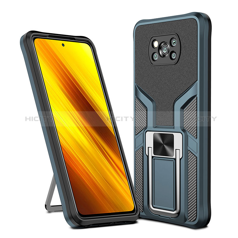 Coque Contour Silicone et Plastique Housse Etui Mat avec Magnetique Support Bague Anneau ZL1 pour Xiaomi Poco X3 Plus