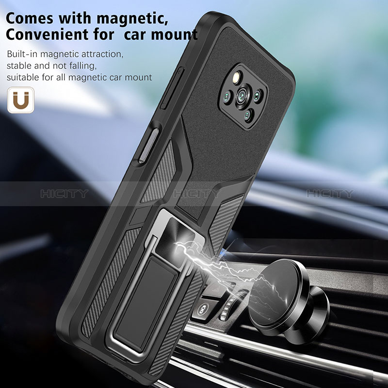 Coque Contour Silicone et Plastique Housse Etui Mat avec Magnetique Support Bague Anneau ZL1 pour Xiaomi Poco X3 Plus