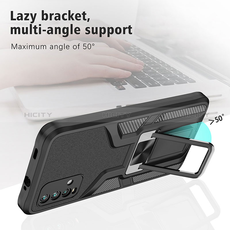 Coque Contour Silicone et Plastique Housse Etui Mat avec Magnetique Support Bague Anneau ZL1 pour Xiaomi Redmi 9 Power Plus