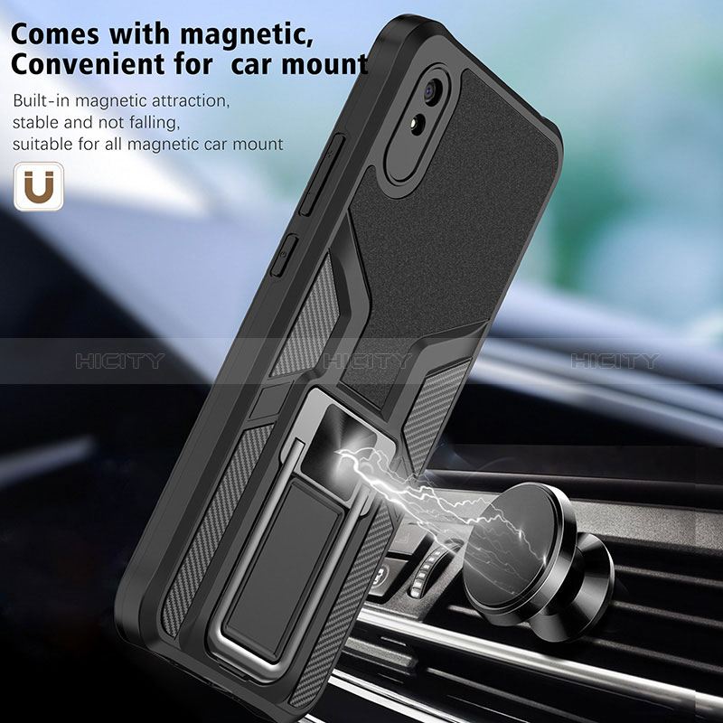 Coque Contour Silicone et Plastique Housse Etui Mat avec Magnetique Support Bague Anneau ZL1 pour Xiaomi Redmi 9i Plus