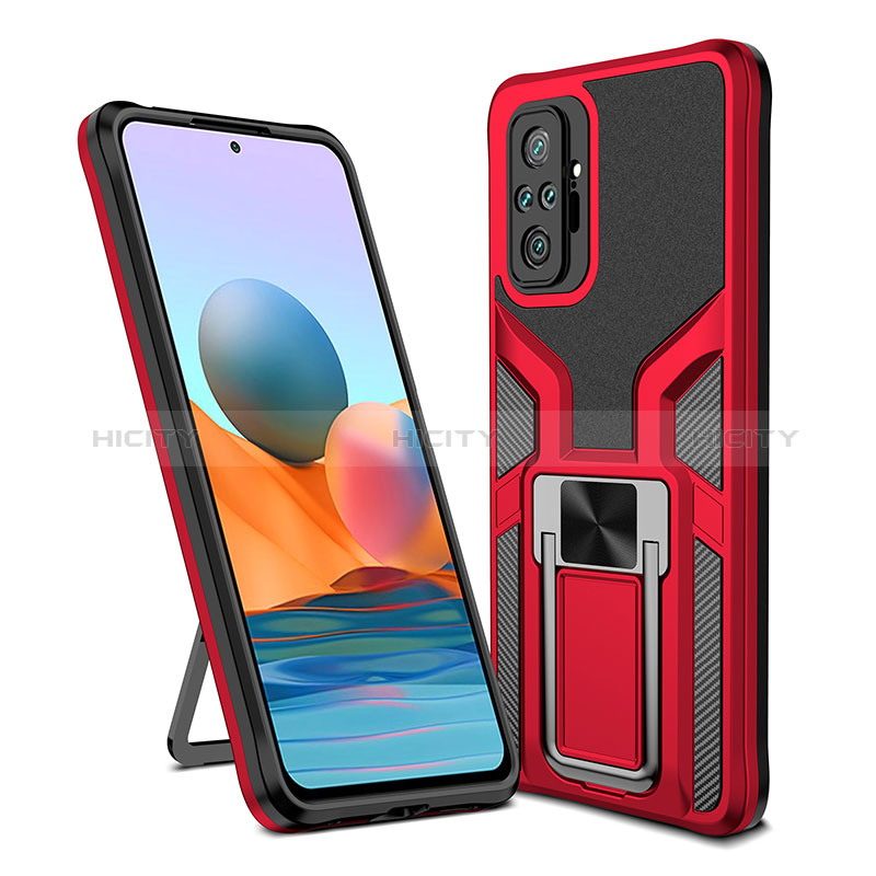 Coque Contour Silicone et Plastique Housse Etui Mat avec Magnetique Support Bague Anneau ZL1 pour Xiaomi Redmi Note 10 Pro 4G Plus