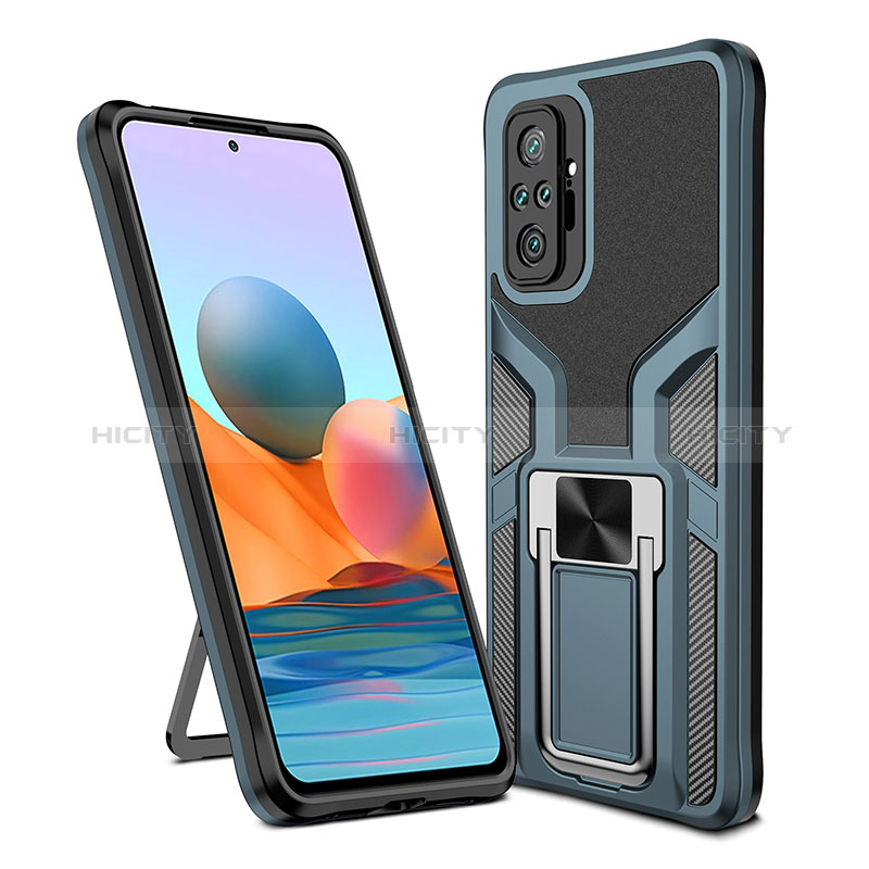 Coque Contour Silicone et Plastique Housse Etui Mat avec Magnetique Support Bague Anneau ZL1 pour Xiaomi Redmi Note 10 Pro 4G Plus