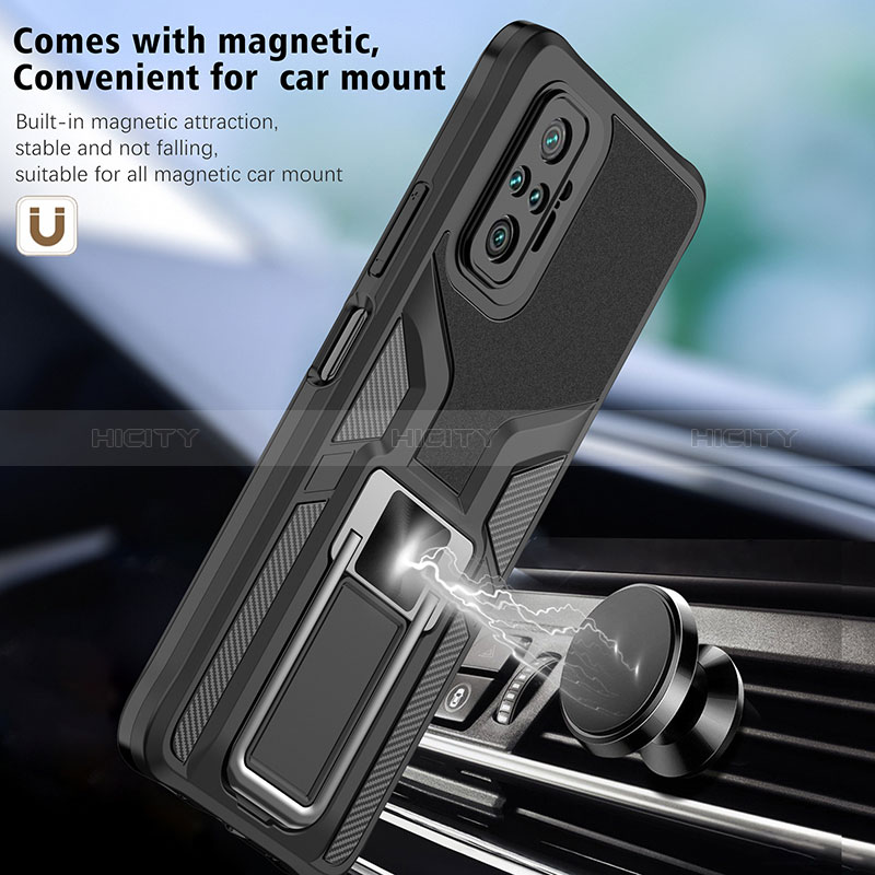 Coque Contour Silicone et Plastique Housse Etui Mat avec Magnetique Support Bague Anneau ZL1 pour Xiaomi Redmi Note 10 Pro 4G Plus