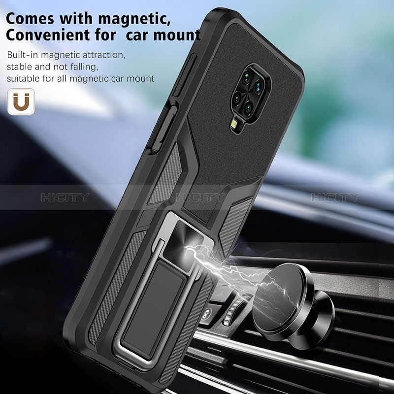 Coque Contour Silicone et Plastique Housse Etui Mat avec Magnetique Support Bague Anneau ZL1 pour Xiaomi Redmi Note 9 Pro Max Plus