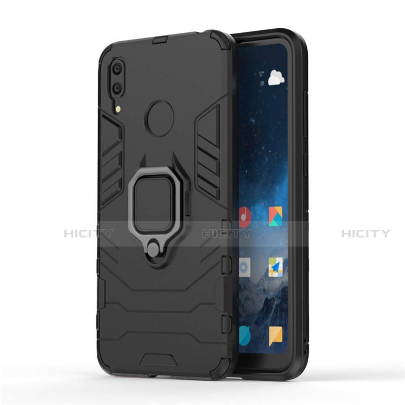 Coque Contour Silicone et Plastique Housse Etui Mat avec Magnetique Support pour Huawei Enjoy 9 Noir Plus