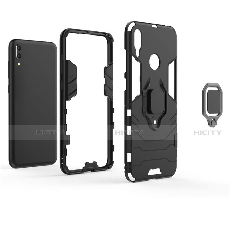 Coque Contour Silicone et Plastique Housse Etui Mat avec Magnetique Support pour Huawei Enjoy 9 Plus