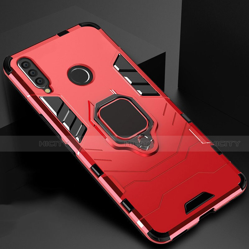 Coque Contour Silicone et Plastique Housse Etui Mat avec Magnetique Support pour Huawei Honor 10i Rouge Plus