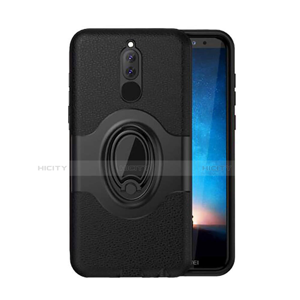 Coque Contour Silicone et Plastique Housse Etui Mat avec Magnetique Support pour Huawei Mate 10 Lite Noir Plus