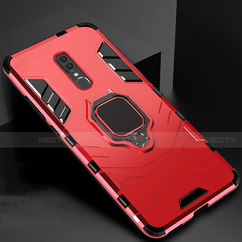 Coque Contour Silicone et Plastique Housse Etui Mat avec Magnetique Support pour Oppo A9X Rouge Plus