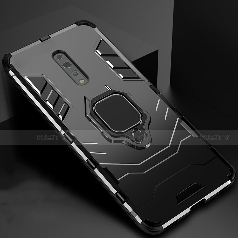 Coque Contour Silicone et Plastique Housse Etui Mat avec Magnetique Support pour Oppo Reno Z Plus