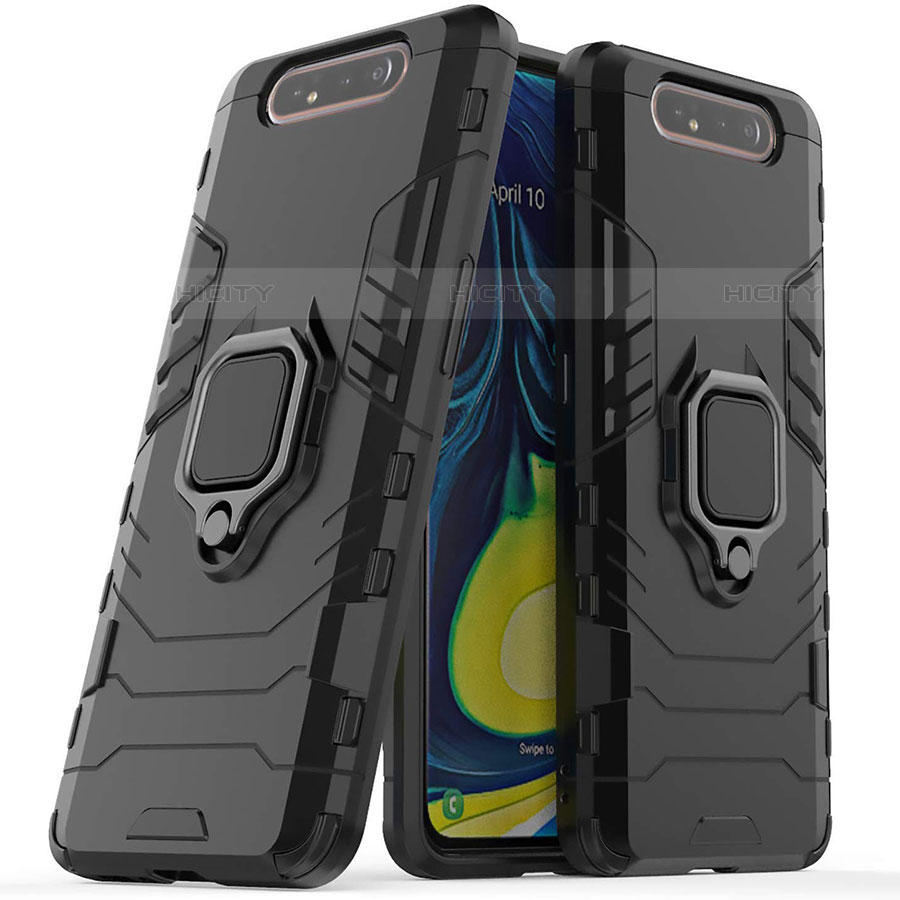 Coque Contour Silicone et Plastique Housse Etui Mat avec Magnetique Support pour Samsung Galaxy A90 4G Plus