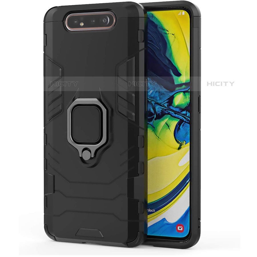 Coque Contour Silicone et Plastique Housse Etui Mat avec Magnetique Support pour Samsung Galaxy A90 4G Plus