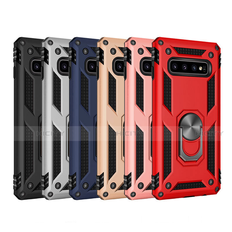 Coque Contour Silicone et Plastique Housse Etui Mat avec Magnetique Support pour Samsung Galaxy S10 5G Plus