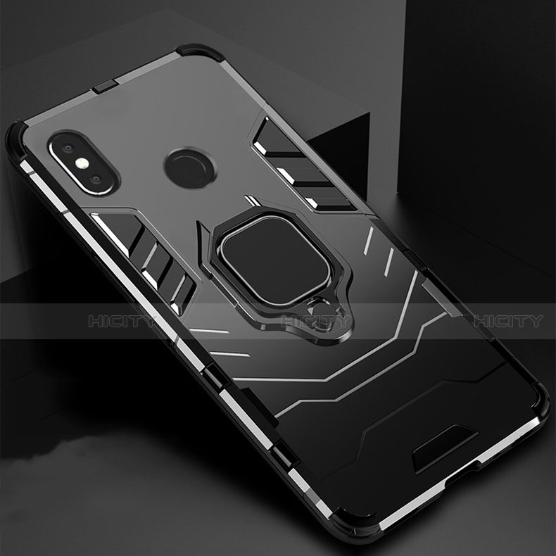 Coque Contour Silicone et Plastique Housse Etui Mat avec Magnetique Support pour Xiaomi Mi A2 Lite Noir Plus