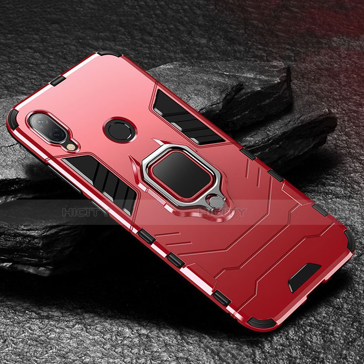 Coque Contour Silicone et Plastique Housse Etui Mat avec Magnetique Support pour Xiaomi Redmi Note 7 Pro Rouge Plus