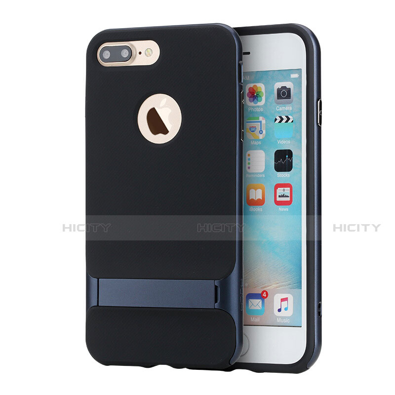 Coque Contour Silicone et Plastique Housse Etui Mat avec Support A01 pour Apple iPhone 8 Plus Plus