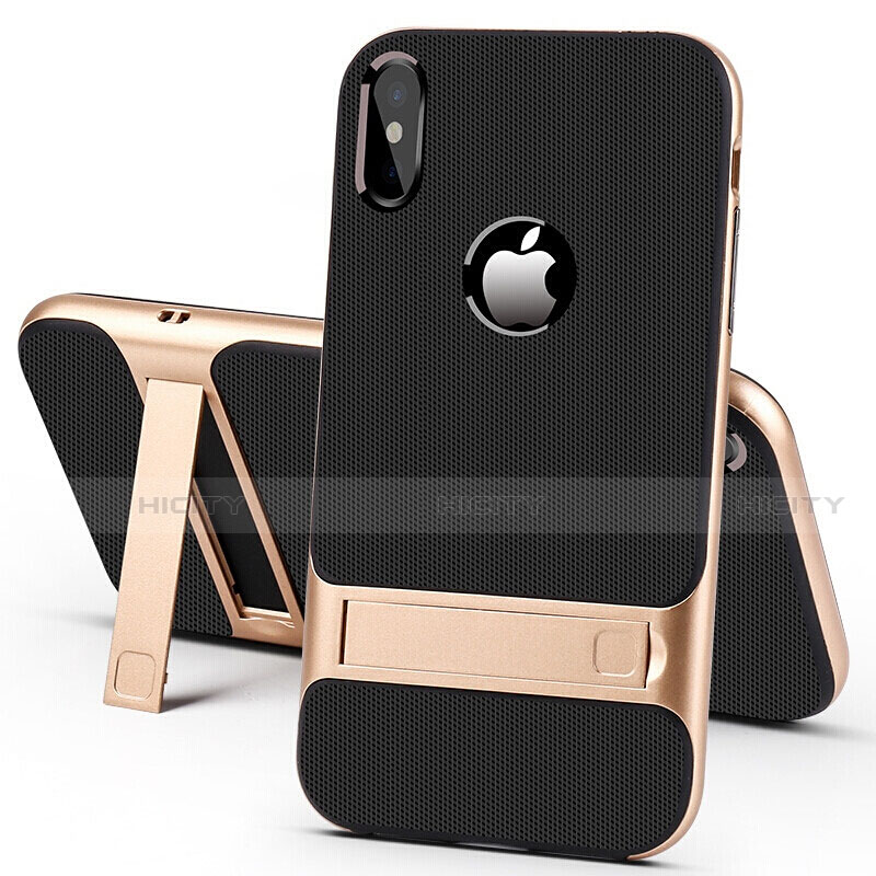 Coque Contour Silicone et Plastique Housse Etui Mat avec Support A01 pour Apple iPhone Xs Max Plus