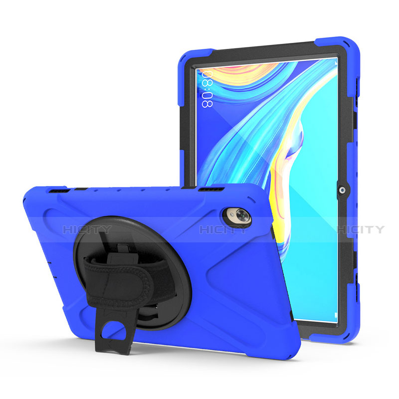 Coque Contour Silicone et Plastique Housse Etui Mat avec Support A01 pour Huawei MediaPad M6 10.8 Bleu Plus