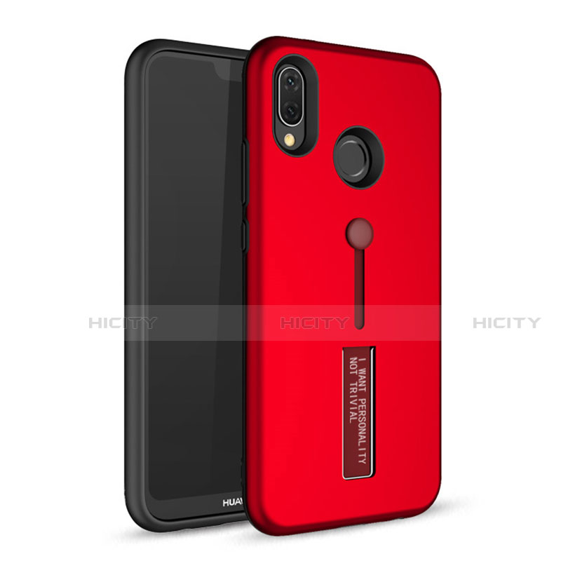 Coque Contour Silicone et Plastique Housse Etui Mat avec Support A01 pour Huawei Nova 3e Rouge Plus