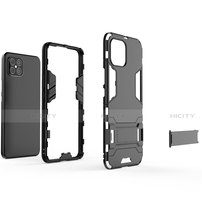 Coque Contour Silicone et Plastique Housse Etui Mat avec Support A01 pour Huawei Nova 8 SE 5G Plus