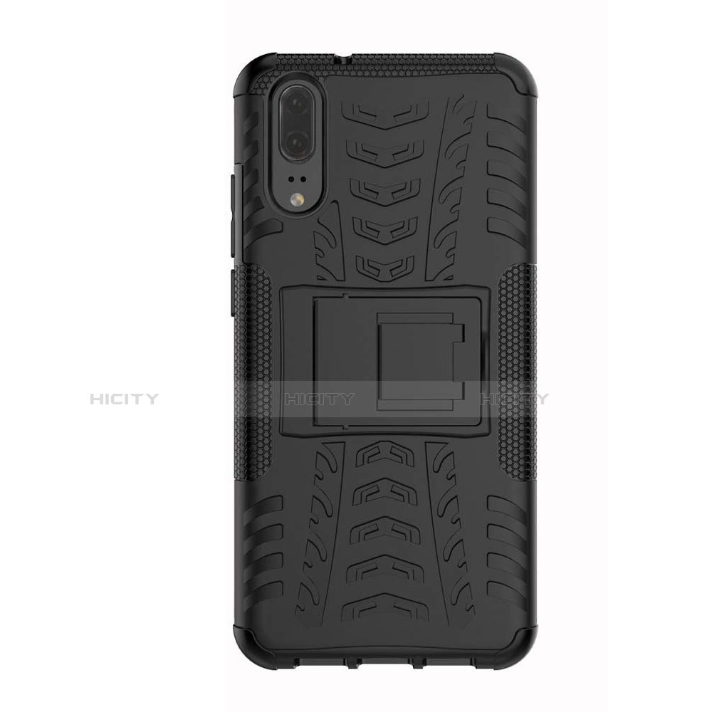 Coque Contour Silicone et Plastique Housse Etui Mat avec Support A01 pour Huawei P20 Plus