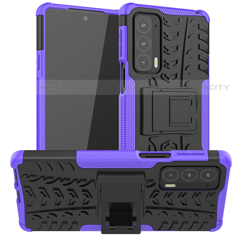 Coque Contour Silicone et Plastique Housse Etui Mat avec Support A01 pour Motorola Moto Edge 20 5G Plus