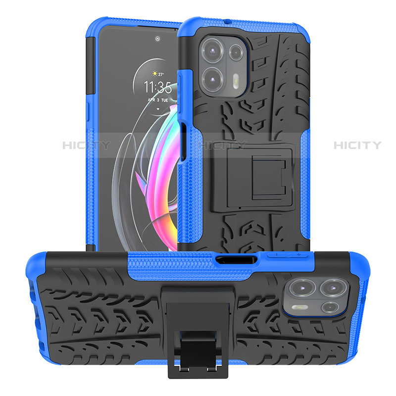 Coque Contour Silicone et Plastique Housse Etui Mat avec Support A01 pour Motorola Moto Edge 20 Lite 5G Bleu Plus