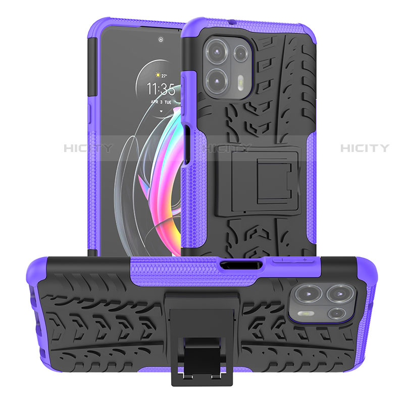 Coque Contour Silicone et Plastique Housse Etui Mat avec Support A01 pour Motorola Moto Edge 20 Lite 5G Violet Plus