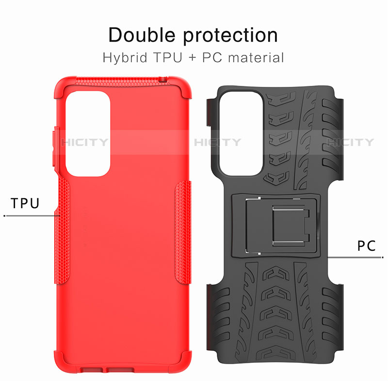 Coque Contour Silicone et Plastique Housse Etui Mat avec Support A01 pour Motorola Moto Edge (2021) 5G Plus