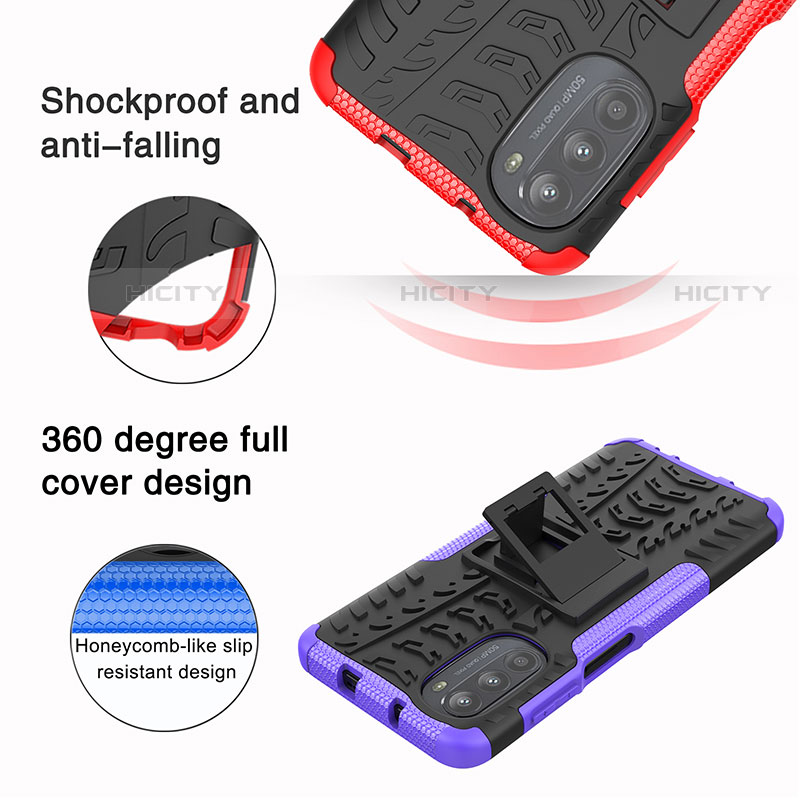 Coque Contour Silicone et Plastique Housse Etui Mat avec Support A01 pour Motorola Moto Edge (2022) 5G Plus