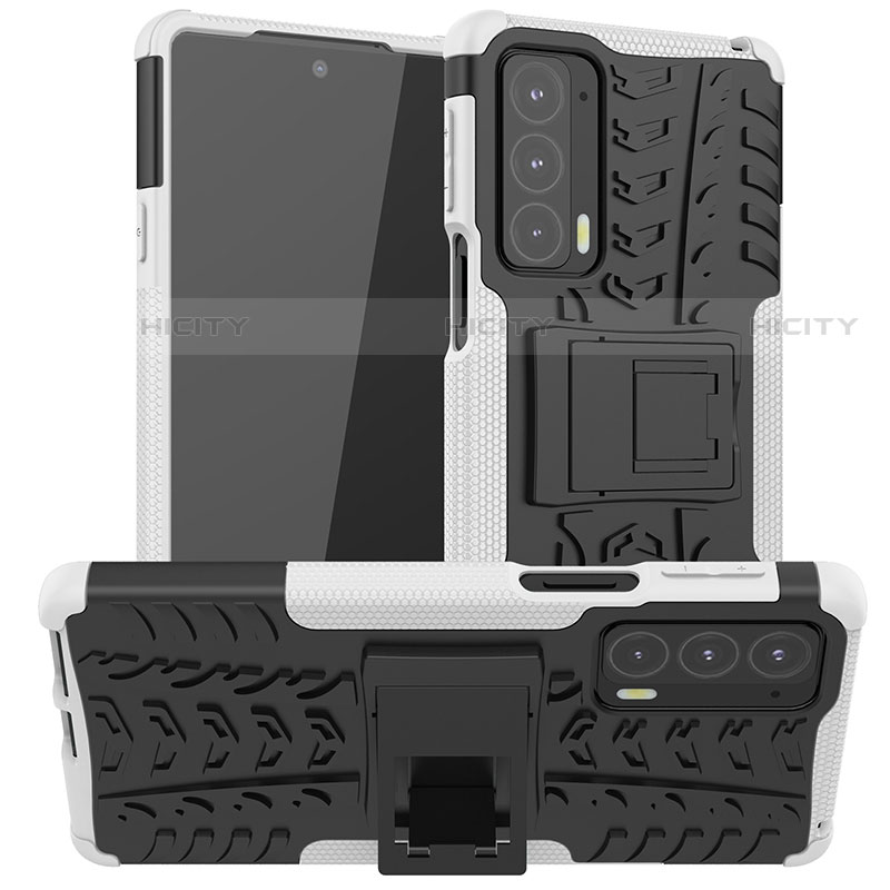 Coque Contour Silicone et Plastique Housse Etui Mat avec Support A01 pour Motorola Moto Edge Lite 5G Plus