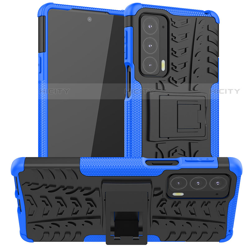 Coque Contour Silicone et Plastique Housse Etui Mat avec Support A01 pour Motorola Moto Edge Lite 5G Plus