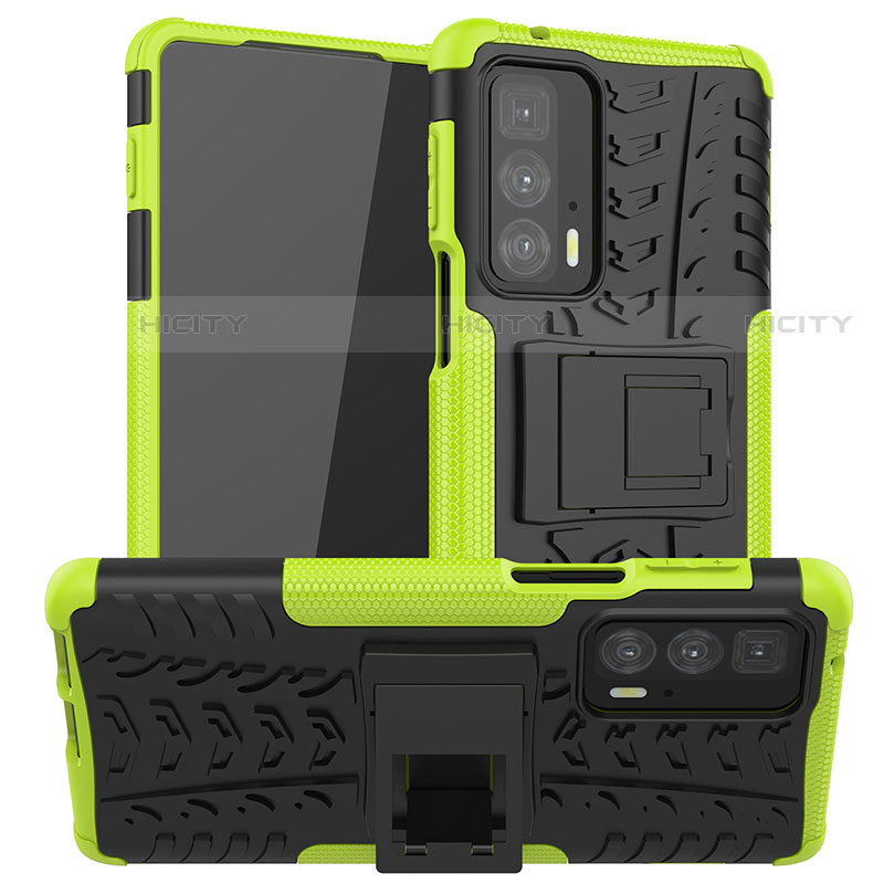 Coque Contour Silicone et Plastique Housse Etui Mat avec Support A01 pour Motorola Moto Edge S Pro 5G Vert Plus