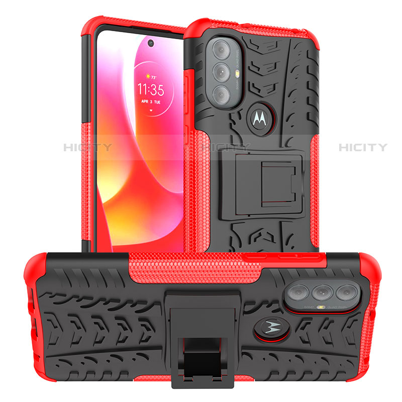 Coque Contour Silicone et Plastique Housse Etui Mat avec Support A01 pour Motorola Moto G Play (2023) Rouge Plus