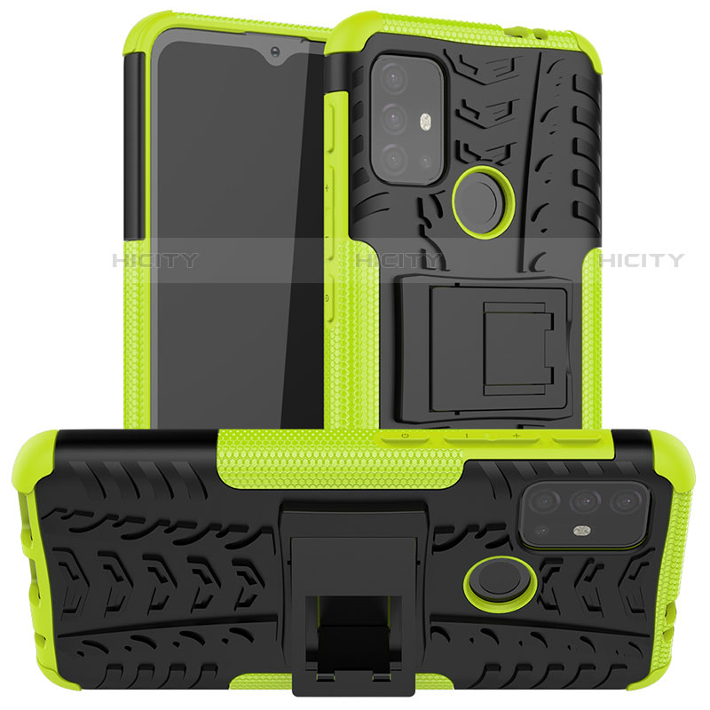 Coque Contour Silicone et Plastique Housse Etui Mat avec Support A01 pour Motorola Moto G10 Power Vert Plus