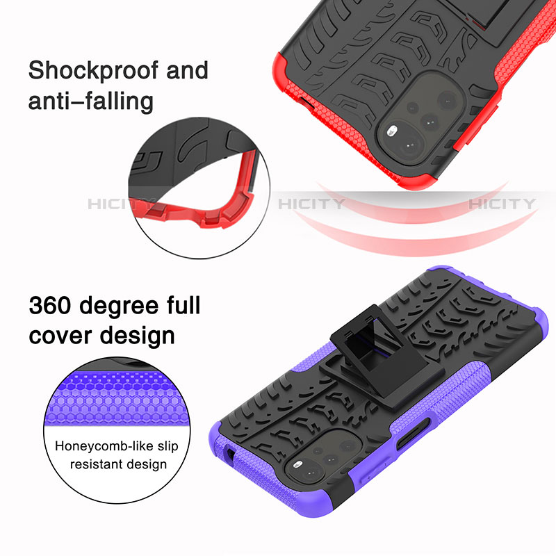 Coque Contour Silicone et Plastique Housse Etui Mat avec Support A01 pour Motorola Moto G22 Plus