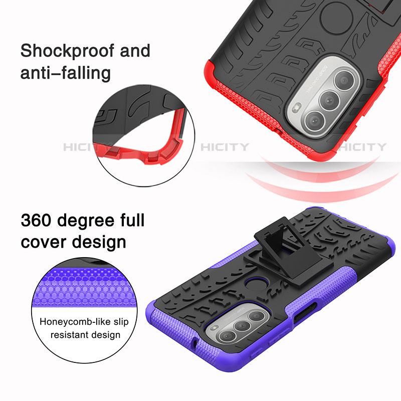 Coque Contour Silicone et Plastique Housse Etui Mat avec Support A01 pour Motorola Moto G51 5G Plus