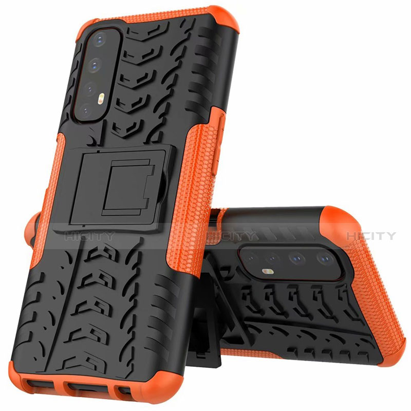 Coque Contour Silicone et Plastique Housse Etui Mat avec Support A01 pour Realme 7 Orange Plus